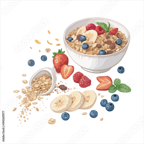 bowl of muesli with berries