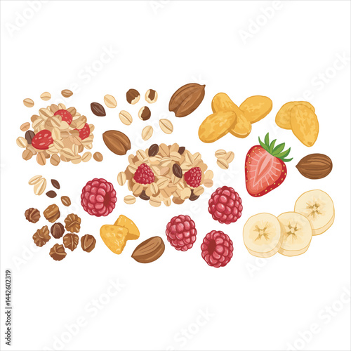 Breakfast set of cartoon vector food icons