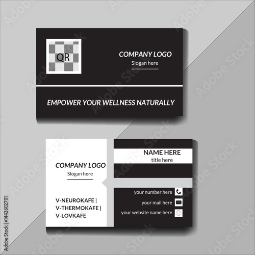 black and white minimal style business card design template