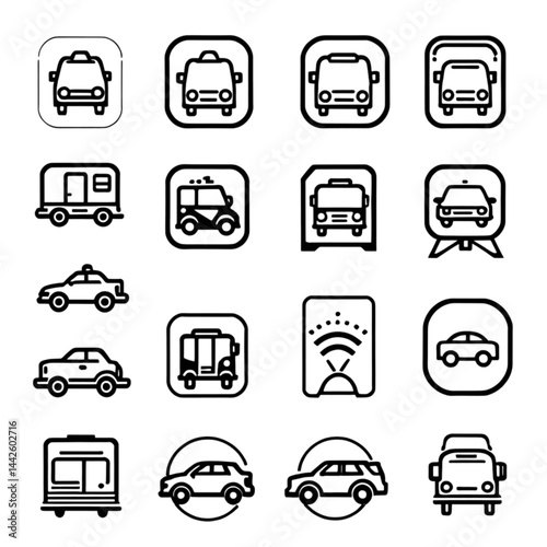交通と乗り物アイコンセット｜Transportation and Vehicles Icon Set