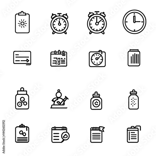 時間管理とスケジュールアイコンセット｜Time Management and Schedule Icon Set