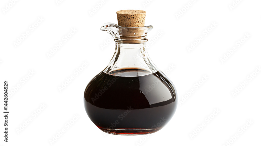 Luxurious Glass Bottle Filled with Dark Rich Syrup and Sealed with Elegance Luxurious Glass Bottle Filled with Dark Rich Syrup and Sealed with Elegance