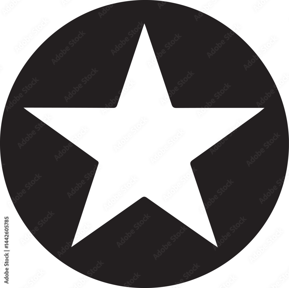 White Star Icon in Black Circle – Bold Vector Silhouette Design White Star Icon in Black Circle – Bold Vector Silhouette Design