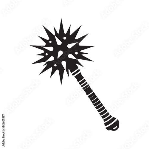 Noble Mace silhouette, the weapon of royal guards – Mace illustration – Minimalist Mace vector – Weapon silhouette

