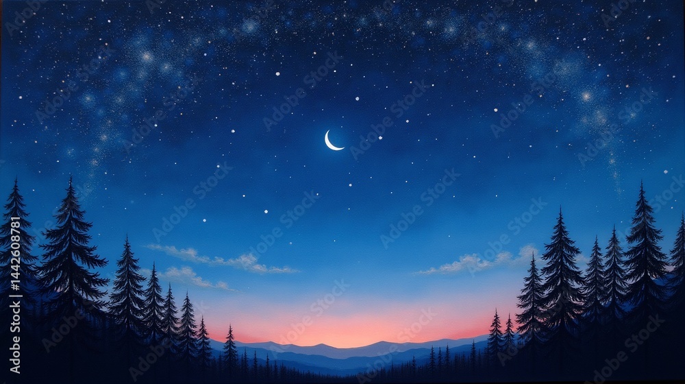 Fototapeta premium Twilight Dreams: A Painting of Peaceful Nighttime
