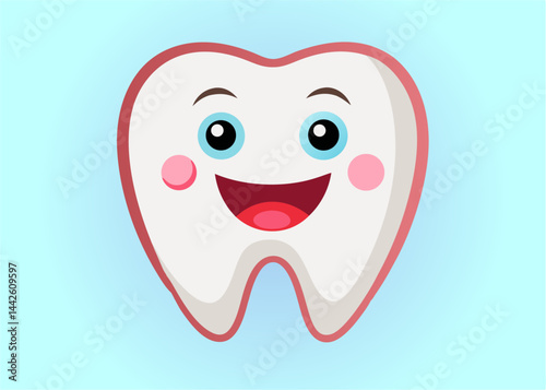 Happy Cartoon Tooth with Gums