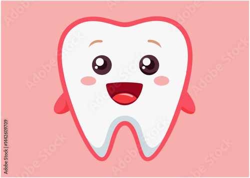 Happy Cartoon Tooth with Gums