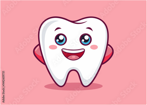 Happy Cartoon Tooth with Gums