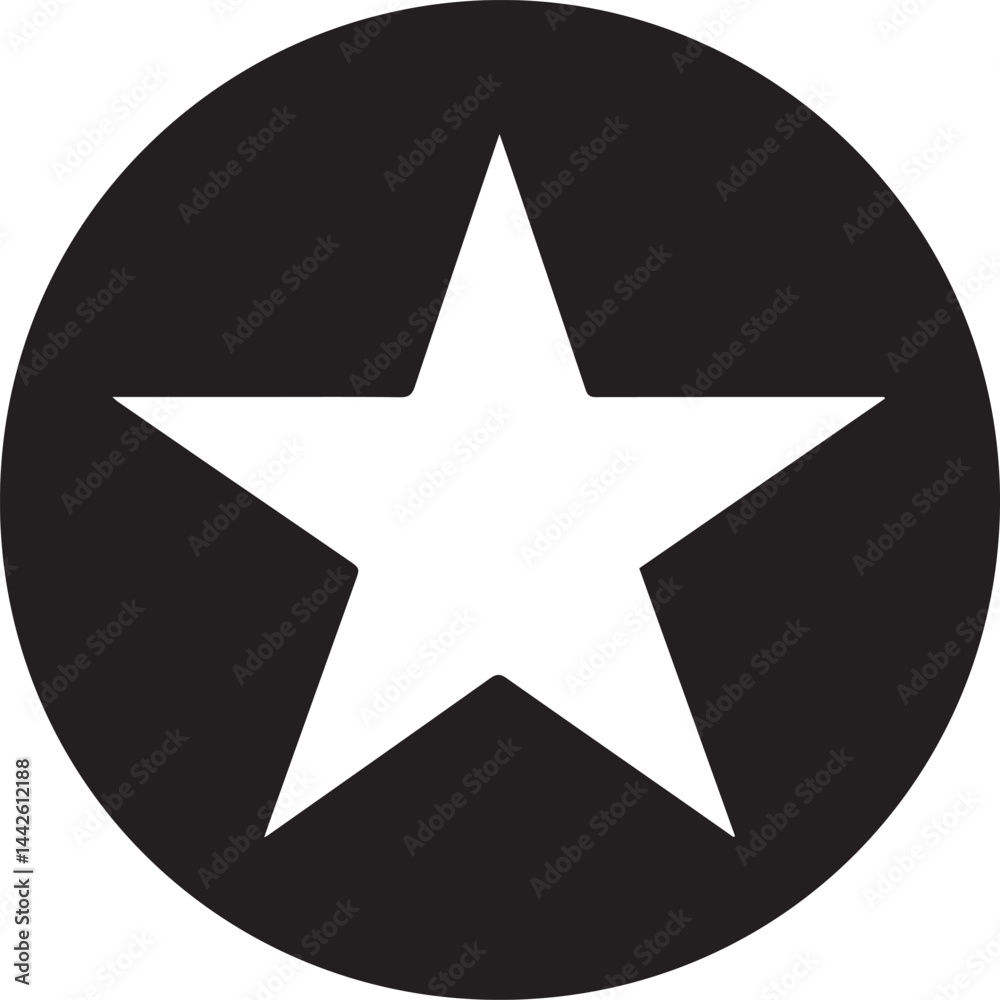 White Star Icon in Black Circle – Bold Vector Silhouette Design White Star Icon in Black Circle – Bold Vector Silhouette Design