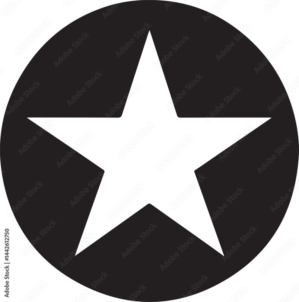 White Star Icon in Black Circle – Bold Vector Silhouette Design White Star Icon in Black Circle – Bold Vector Silhouette Design