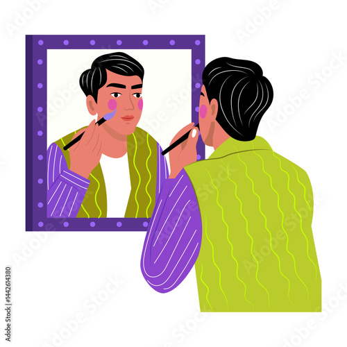 A flat style illustration of a makeup artist