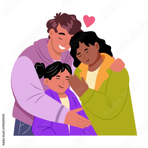 A flat style illustration showing parenthood