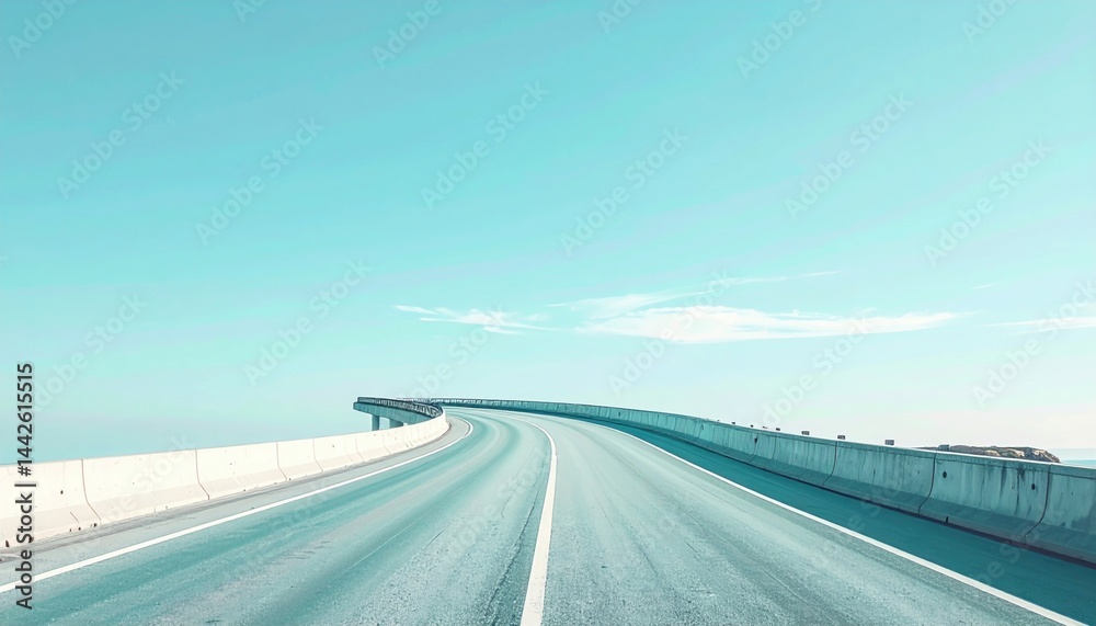 Naklejka premium Winding road journey coastal highway aerial view scenic landscape tranquil environment open sky