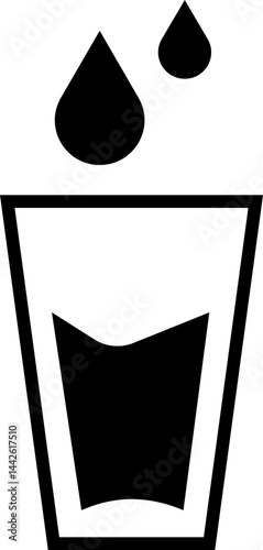 classic water glass icon. Soft Water drops Line icon, Design, Pixel perfect, Editable stroke. Logo, Sign, Symbol. falling drops into glass pipe icon Refreshing Hydration on transparent background