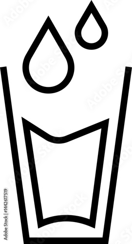 classic water glass icon. Soft Water drops Line icon, Design, Pixel perfect, Editable stroke. Logo, Sign, Symbol. falling drops into glass pipe icon Refreshing Hydration on transparent background