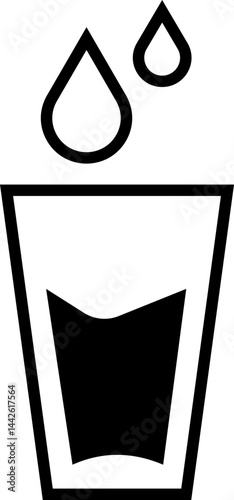 classic water glass icon. Soft Water drops Line icon, Design, Pixel perfect, Editable stroke. Logo, Sign, Symbol. falling drops into glass pipe icon Refreshing Hydration on transparent background