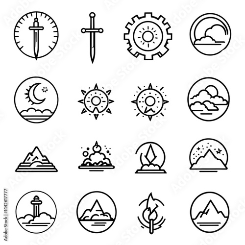 自然と太陽のバッジセット｜Nature and Sun Badge Set