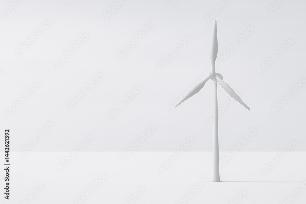Minimalistic wind turbine standing alone in a serene, expansive landscape Minimalistic wind turbine standing alone in a serene, expansive landscape