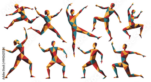 Geometric Figures in Motion Abstract Art of Dynamic Human Forms