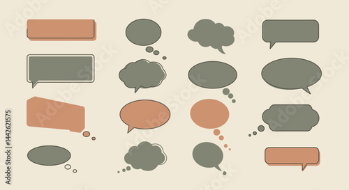 Muted Tone Speech and Thought Bubbles in Various Shapes