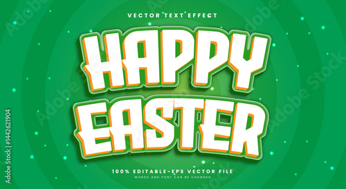 Happy Easter 3D editable text effect Template suitable for Kids style