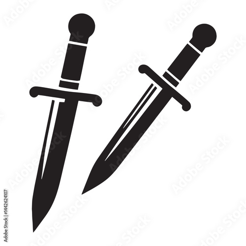 Classic Dagger silhouette, designed for both utility and style – Dagger illustration – Minimalist Dagger vector – Weapon silhouette

