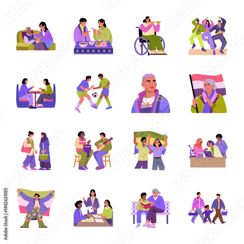 Collection of Cultural Diversity Flat Style Illustrations 

