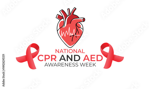 National CPR and AED Awareness Week. background, banner, card, poster, template. Vector illustration.
