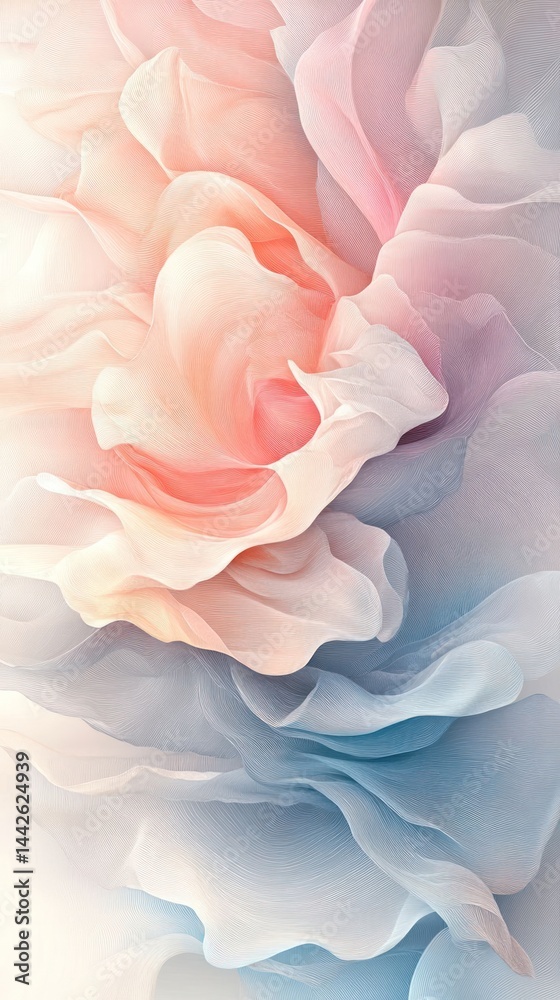 Fototapeta premium A soft, abstract composition featuring flowing pastel colors resembling petals.
