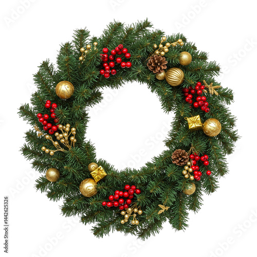 Wallpaper Mural christmas wreath isolated on white Torontodigital.ca