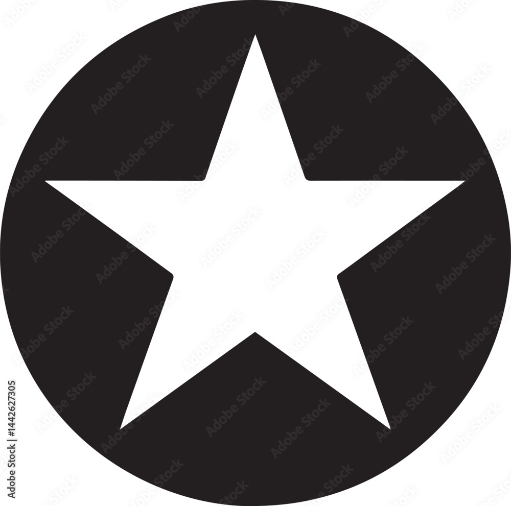 White Star Icon in Black Circle – Bold Vector Silhouette Design White Star Icon in Black Circle – Bold Vector Silhouette Design