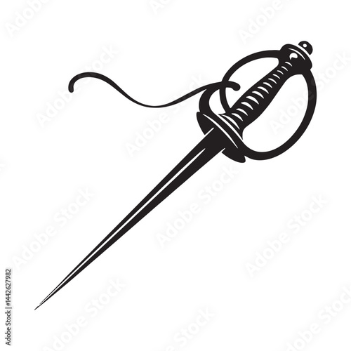 Precision Rapier silhouette, for the skilled swordsman – Rapier illustration – Minimalist Rapier vector – Weapon silhouette

