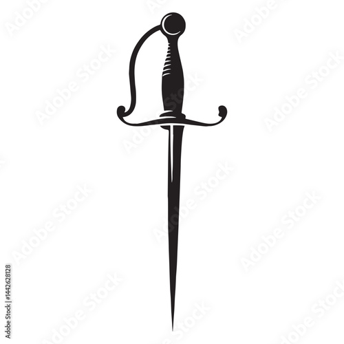 Elegant Rapier silhouette, a weapon of choice for nobility – Rapier illustration – Minimalist Rapier vector – Weapon silhouette


