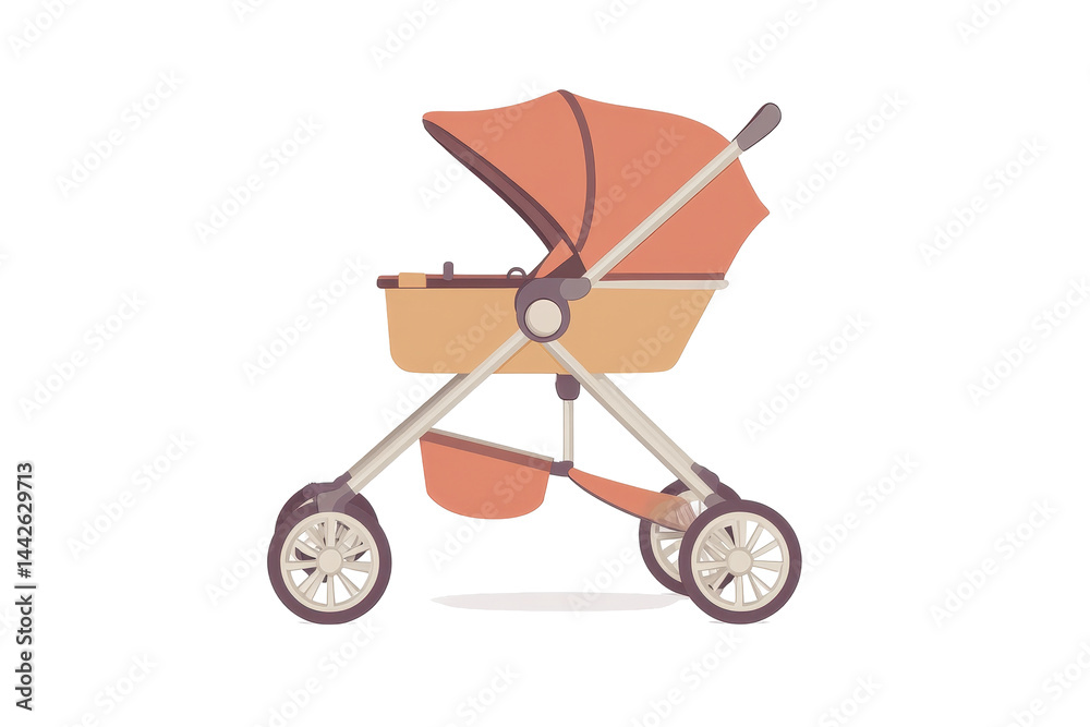 Isolated Baby Stroller in Minimalist Design Isolated Baby Stroller in Minimalist Design