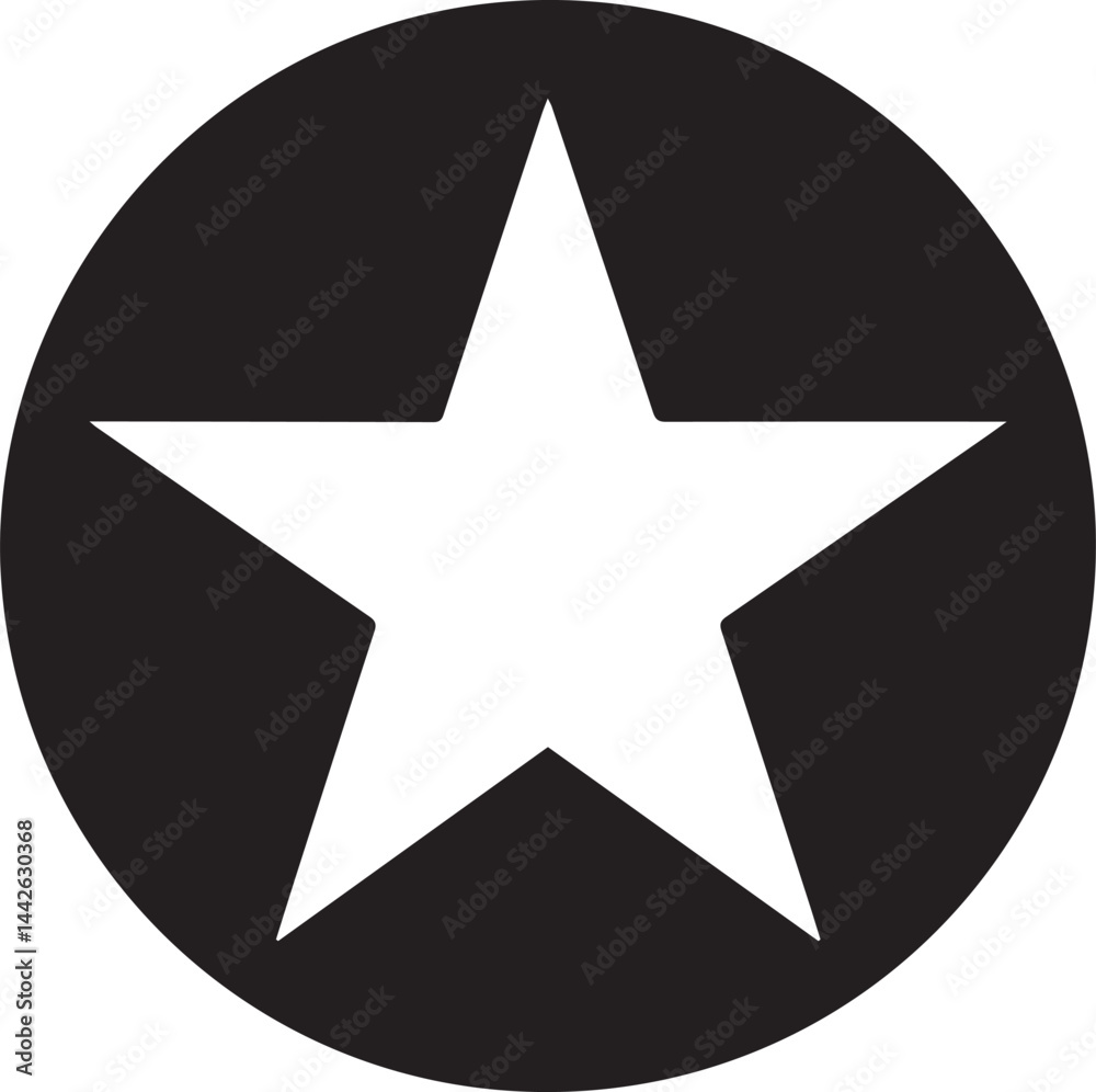 White Star Icon in Black Circle – Bold Vector Silhouette Design White Star Icon in Black Circle – Bold Vector Silhouette Design