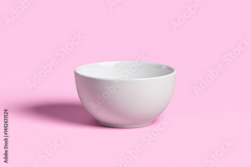 Empty white bowl on pink background