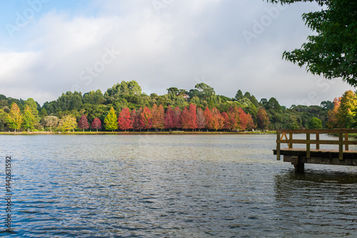 Sao Bernardo Lake in Autumn. Tourist destination in Sao Francisco de Paula, South of Brazil