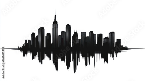 New York City skyline silhouette with reflection, urban landscape © Mufarokah