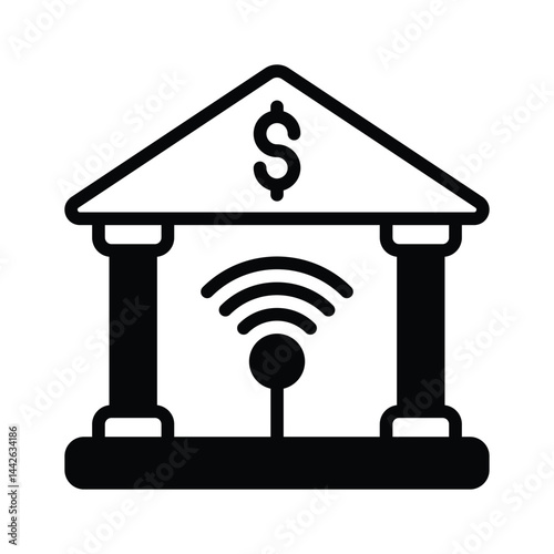 Smart banking icon creatively designed in glyph style