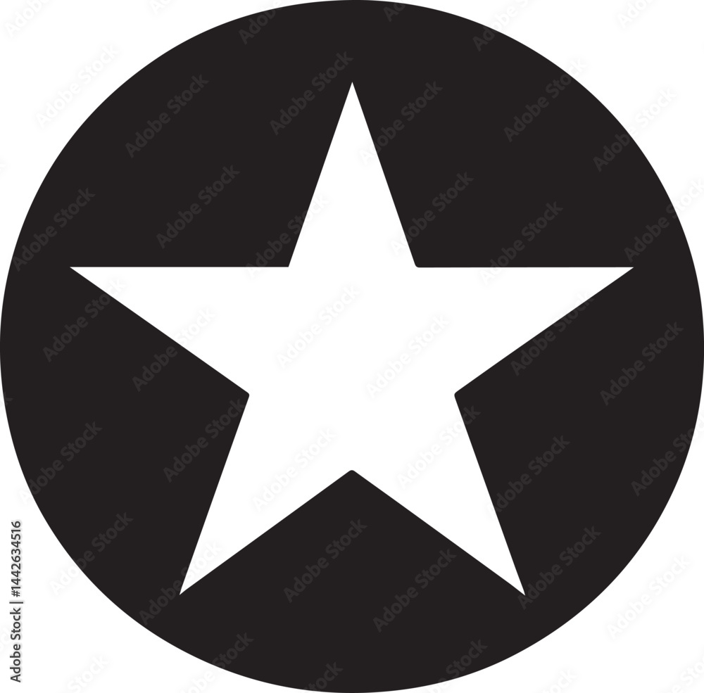 White Star Icon in Black Circle – Bold Vector Silhouette Design White Star Icon in Black Circle – Bold Vector Silhouette Design