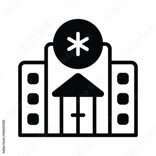 Get a sight of this captivating glyph icon showing hospital building