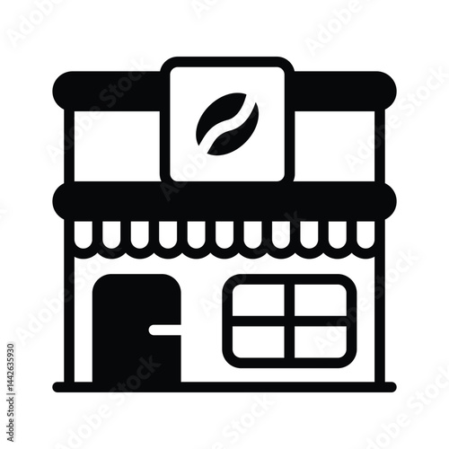 Check out modern glyph style icon of coffee shop building