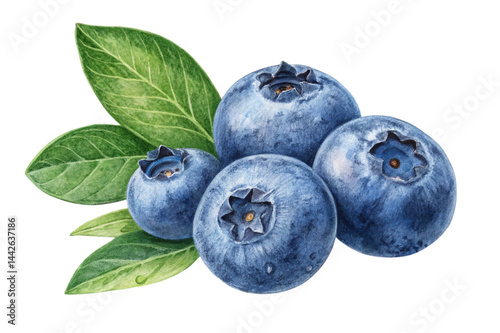 blueberries on white background