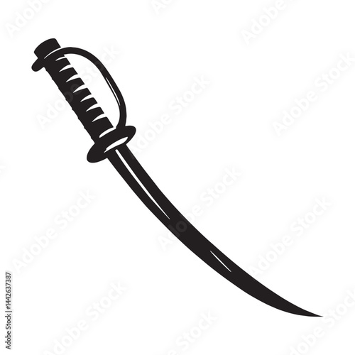 Sharp Sabre silhouette, a symbol of precision and power – Sabre illustration – Minimalist Sabre vector – Weapon silhouette


