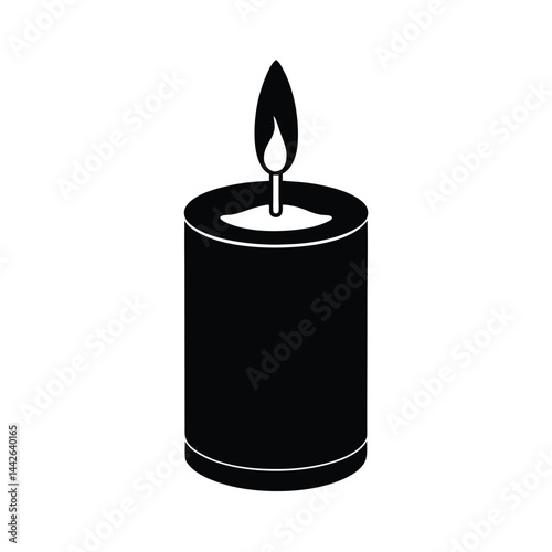 Candle Flame Icon with Soft Glow in Darkness