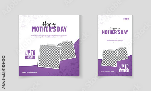 Happy Mother's Day promotional banner, discount offer, sale offer, social media post template design