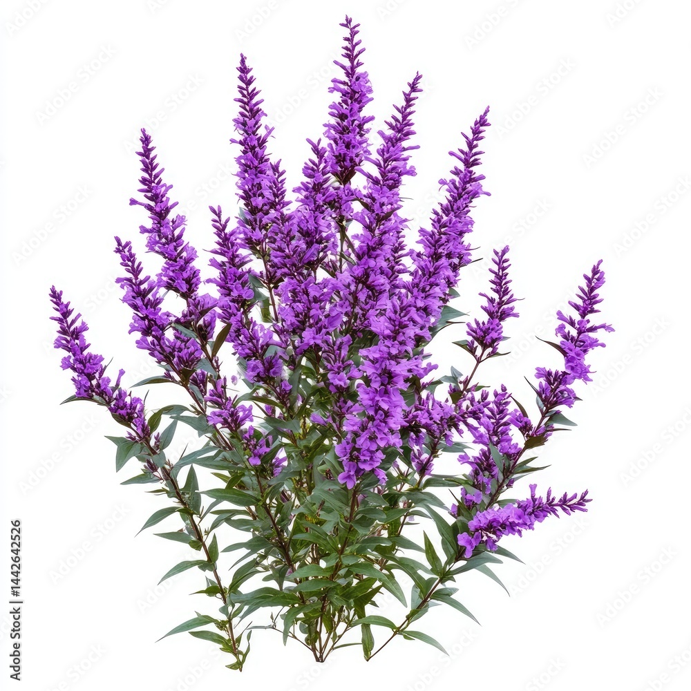Naklejka premium Purple flower bush, isolated on a white background,