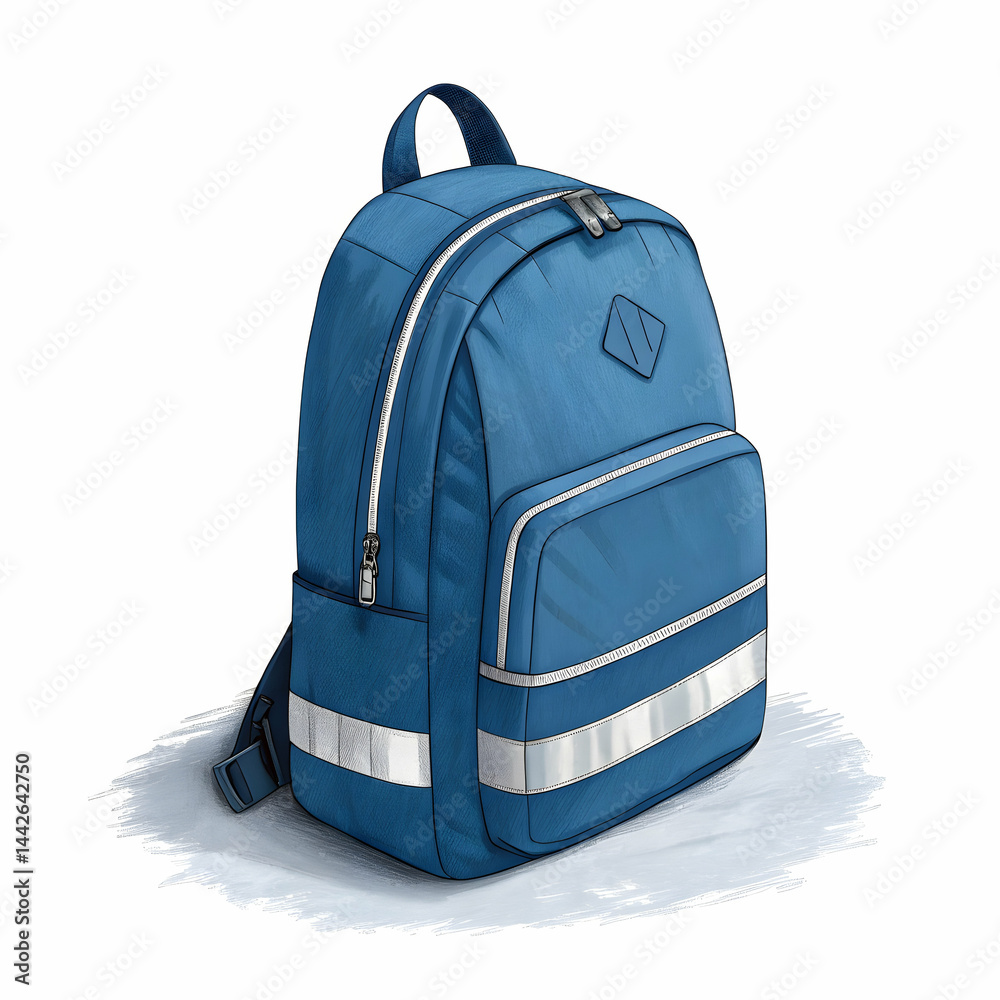 Fototapeta premium Durable Blue Backpack: Perfect for School, Work, or Travel