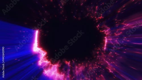 Konstfotografi A mesmerizing abstract cosmic portal with vibrant purple light and energy swirling in space