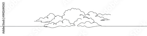 Cloud continuous one line drawing. Clouds in the sky.